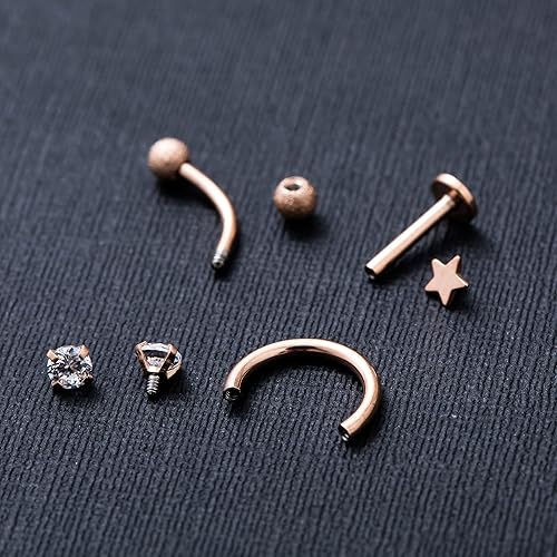 REVOLIA 32Pcs Stainless Steel Cartilage Stud Earrings for Women
