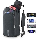 Syntech Carrying Case Compatible with Steam Deck OLED/ROG Ally X/ROG Xbox Ally X/Legion Go S/Nintendo Switch 2/PS Portal, Portable Travel Sling Bag for Consoles & Accessories with Large Storage, Black