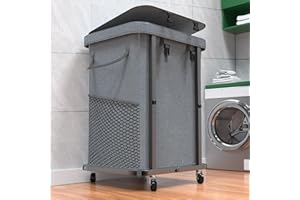 KUNLABORI 40 Gal(150L) High Grade Large Laundry Basket with Wheels, Rolling Laundry Hamper, Laundry Cart with Metal Frame and Removable Bag Design, Suitable for Laundry Room, Bedroom (Grey, 150L)