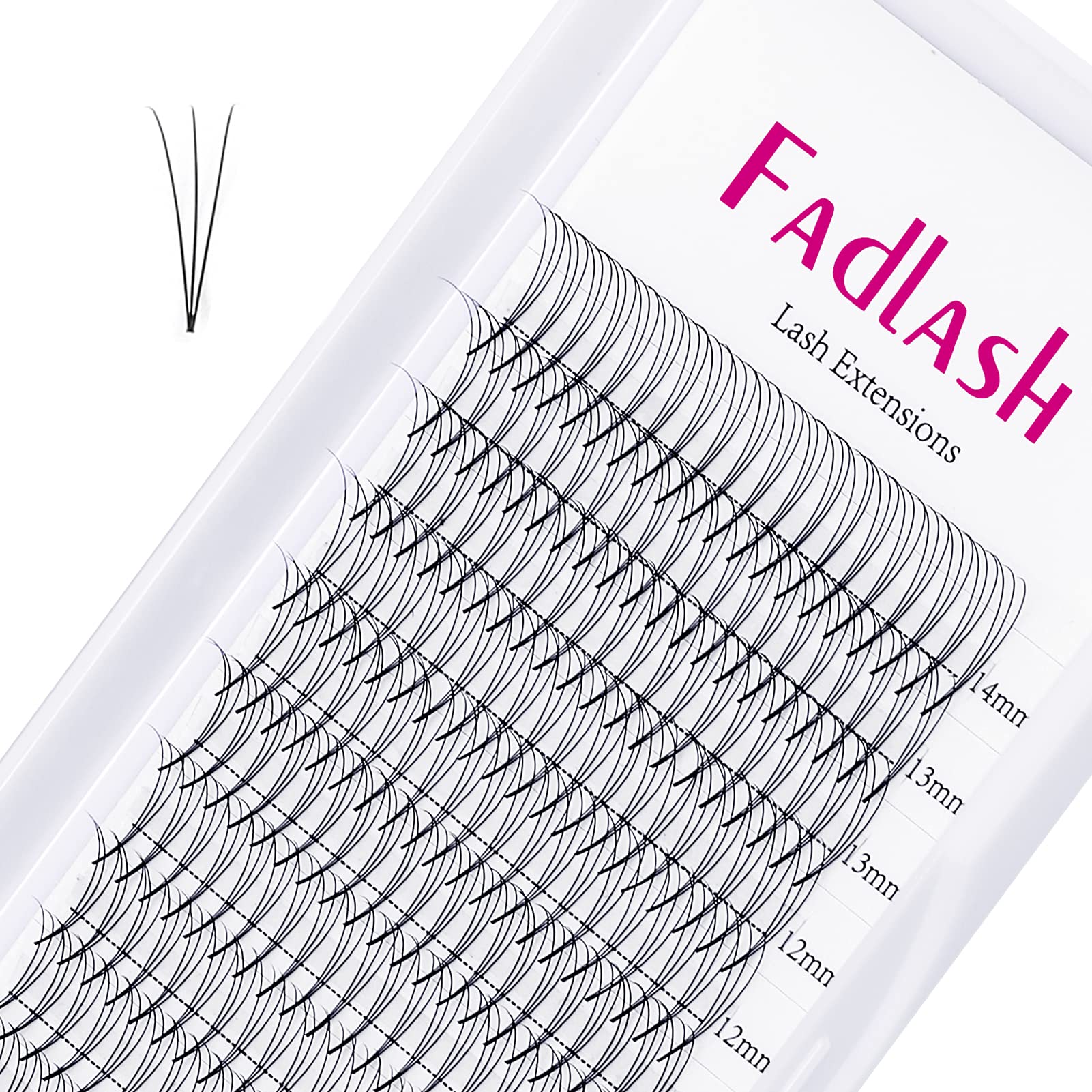 Fadlash Pre Made 3D Eyelash Extensions 0.07mm C Curl Mix 8-14mm Pointy Base Volume Russian Lashes