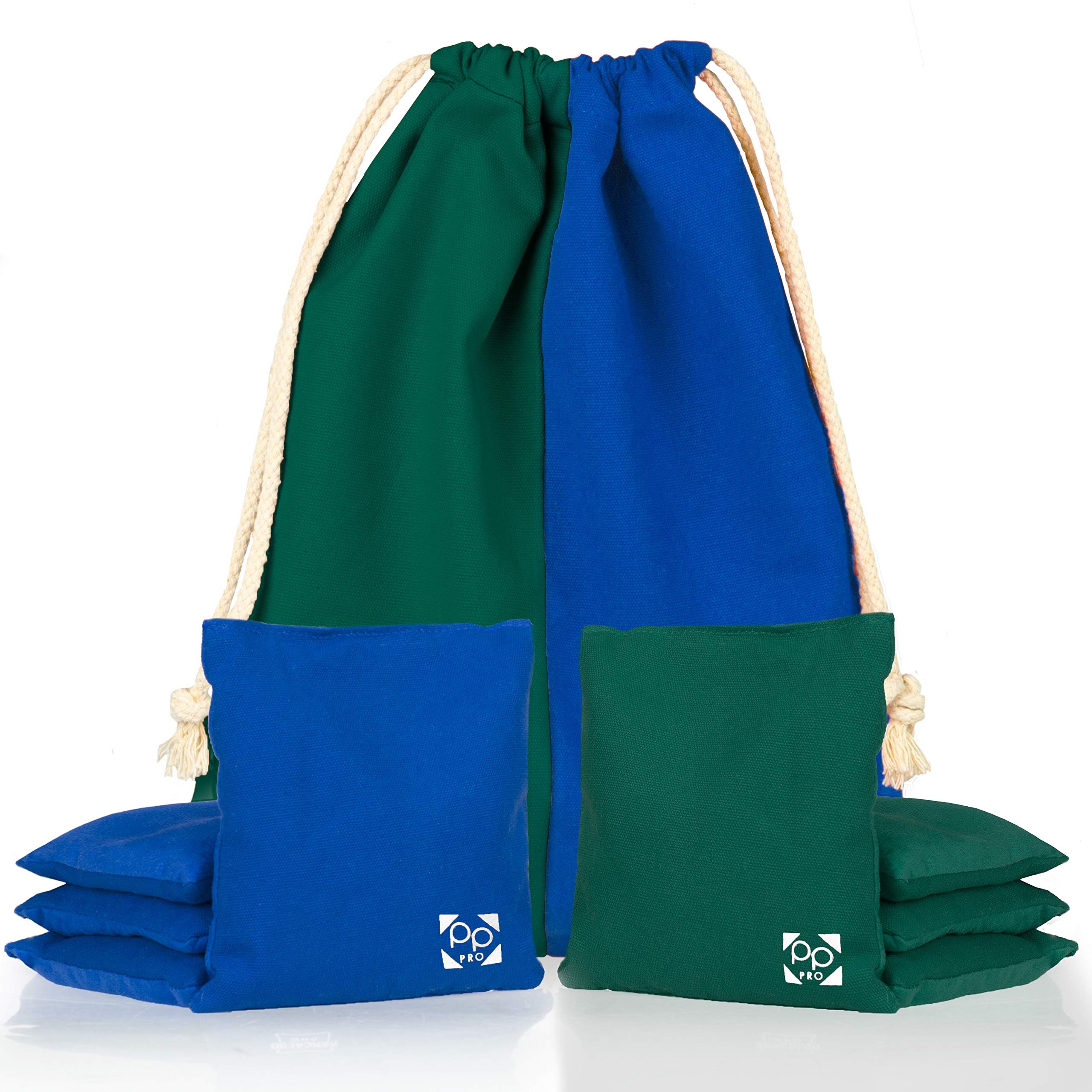 Photo 1 of Play Platoon Professional Cornhole Bags - Set of 8 Regulation All Weather Two Sided Bean Bags for Pro Corn Hole Game - 4 Hunter Green & 4 Royal Blue