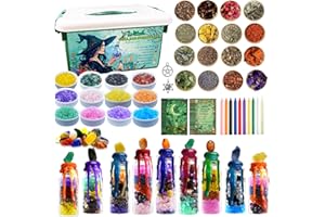 Ainswei Witch Spell Jar Kits,Witchcraft Supplies 145 PCS, Witchcraft Starter Kit Include Spell Candles Crystals Dried Herbs Witch Gift, Versatile Tools Gifts for Beginner Experienced Witch