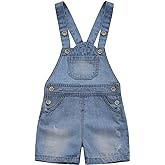 KIDSCOOL SPACE Baby Girl Boy Jean Overalls,Toddler Summer Denim Shortall
