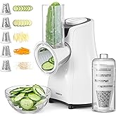 Electric Cheese Grater, Reemix 5 Multi Blade Cheese Shredder Salad Maker, One Touch Easy Control, Multi Salad Maker for Veget