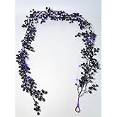 Zolyyy Artificial Black Berry Christmas 6.23FT with 30 LED Fairy String Purple Lights with Bendable Stems for Halloween Holiday Decoration