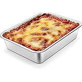 Homikit 1 Pack Lasagna Pan 3 Inch Deep, 9x13 Stainless Steel Large Baking Dish Tray for Oven, Thick Metal Roasting Pan for Casserole Brownie Turkey, Rustproof & Heavy, Freezer & Dishwasher Safe