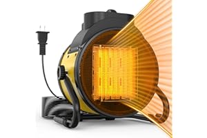 SEEYANG Outdoor Patio Heaters - 1500W Portable Electric Garage Heater with 2S Fast Heating, Overheat Protection, Heaters Heat Up in 3 Modes, Patio Heaters for Outdoors, Tents and Indoors, Yellow