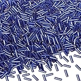 Yholin 4000pcs Dark Blue Bugle Beads Bulk -Embroidery Beads,Long Tube bead for Jewelry Making, Bracelet Necklaces Supplies,Craft DIY(7x2mm)