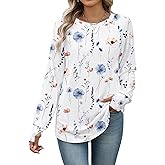Zeagoo Women's Casual Long Sleeve Shirts Crew Neck Round Hem Loose T-Shirts Tunic Tops with Thumb Holes