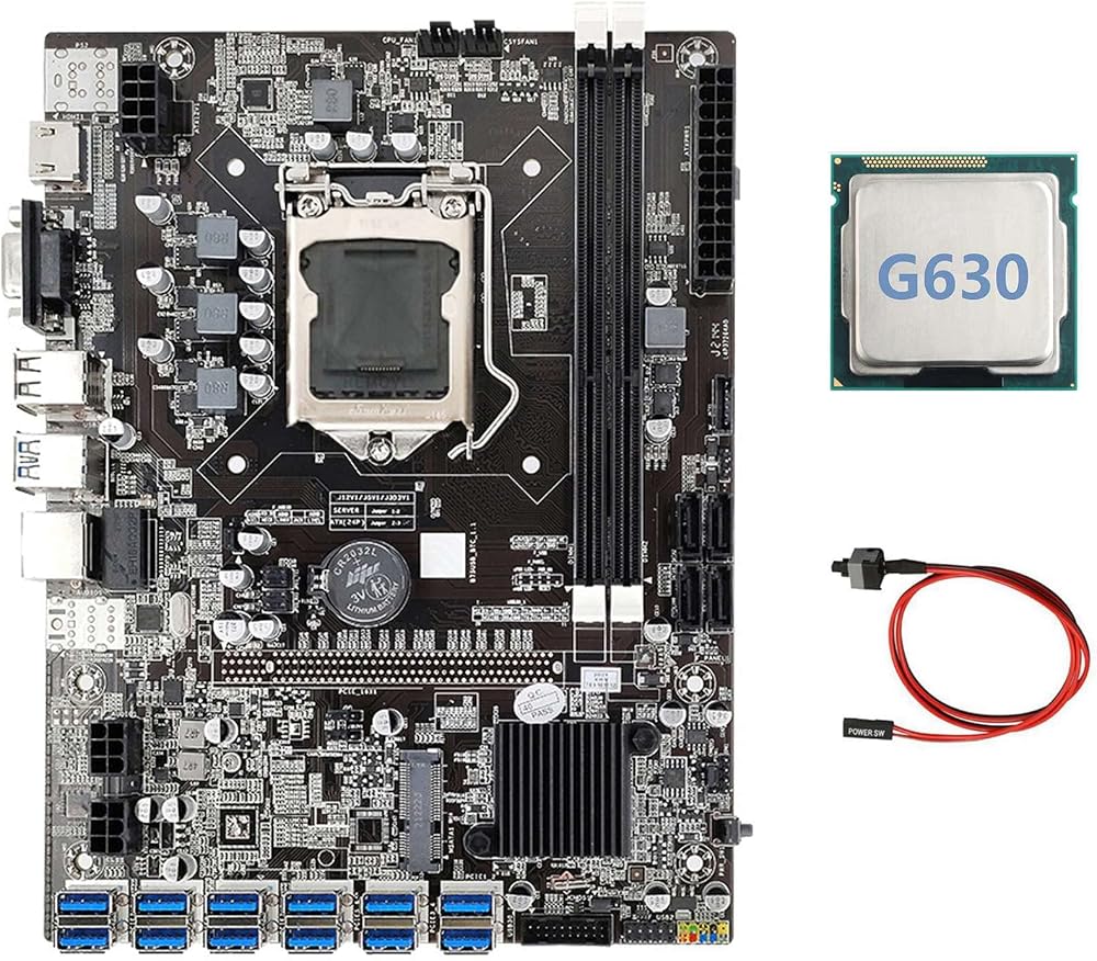 Oikabio B75 ETH Mining Motherboard 12 PCIE USB G630 CPU LGA1155 MSATA DDR3 BTC