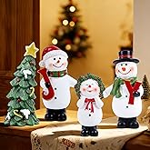Treewoll Christmas Decorations Indoor, 4 PCS Resin Snowman Ornaments for Christmas Table Decor, Snowman and Tree, Farmhouse Rustic Collectible Figurines for Home, Tiered Tray, Mantle, Shelf