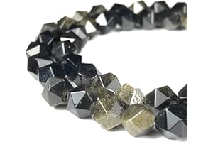 ABC GEMS USA ABCGEMS Mexican Golden-Sheen Obsidian Beads (A Mesmerizing Cutting Technique That Illuminates The Brilliance of Each Bead Like Stars in The Night Sky) Crystal Chakra Energy Stone Stellar-Star-Cut 8mm