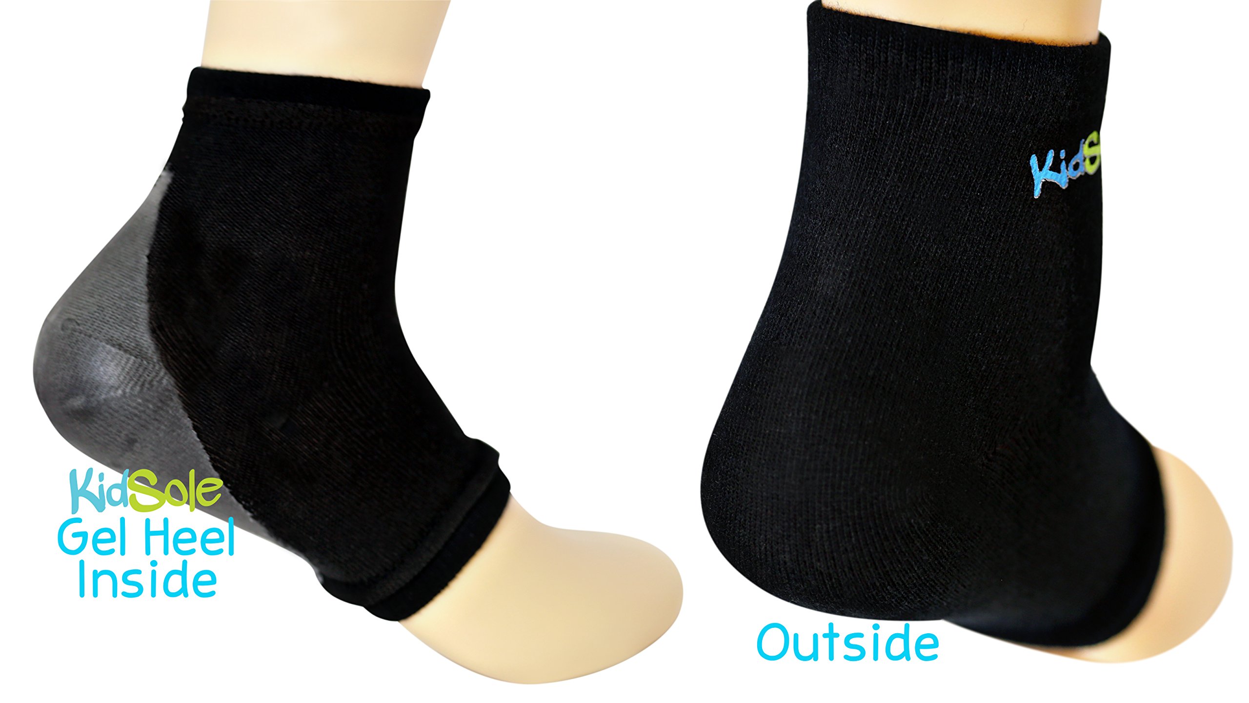 KidSole KidSole RX Gel Sports Sock for Kids with Heel Sensitivity from Severs Disease, Plantar Fasciitis. US Kid's Sizes 2-7 (Black)