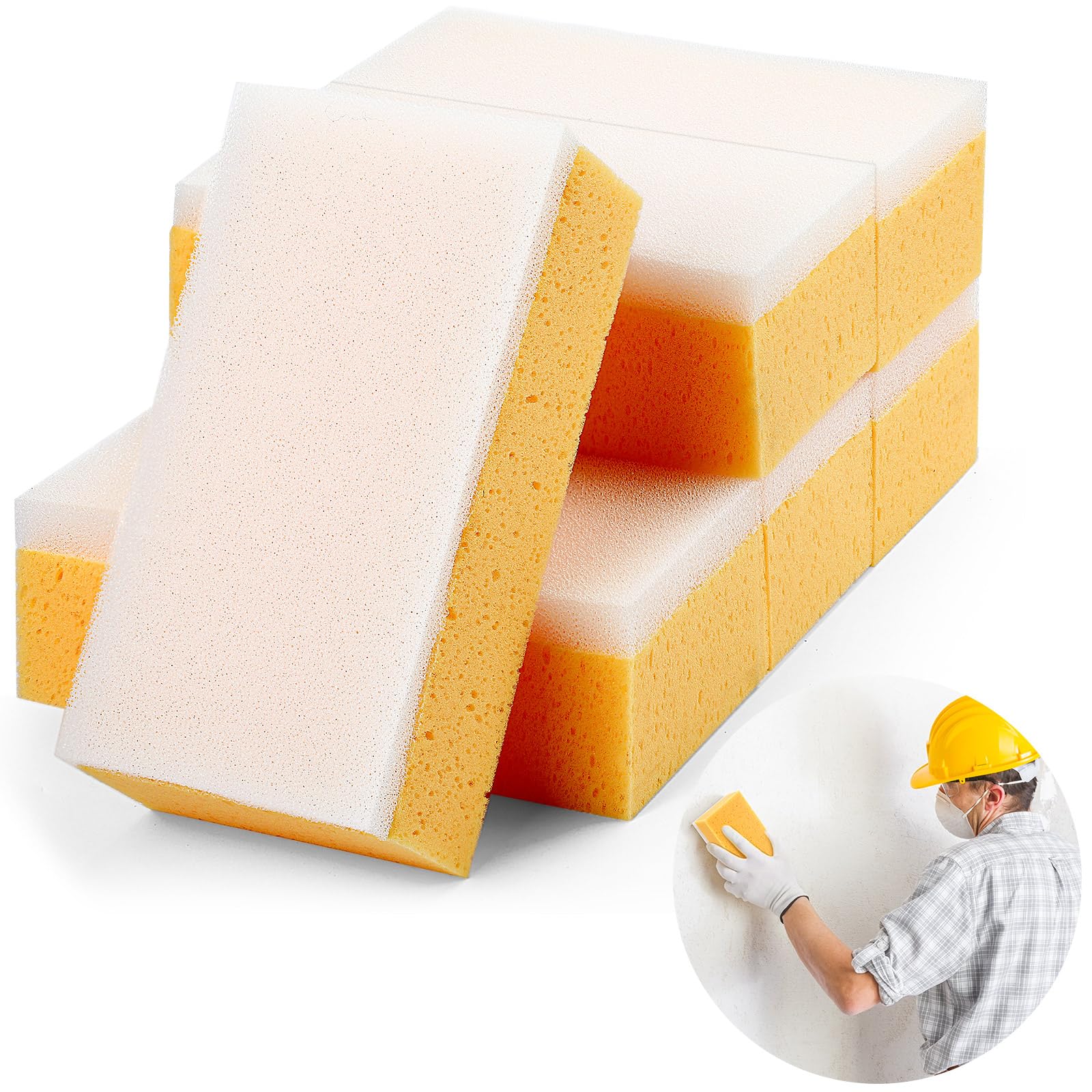 Photo 1 of Gisafai 6 Pcs Drywall Wet Sanding Sponge 9 x 4.5 x 3.1 Inch Washable Reusable Drywall Sanding Blocks for Smoothing and Finishing Surfaces Tools Wiping dust