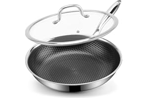Ranbomer Hybrid Ceramic Non Stick Frying Pan 12-Inch, 5-Ply Stainless Steel Skillet,Stay-Cool Handle,Induction Ready, Compati