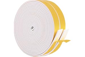 KAPOOSY Weather Stripping Door Seal, 1 Inch W X 1/8 Inch T Adhesive Foam Tape, Window Door Draught Excluder Air Conditioner Gasket Foam Tape, Total Length 33 Feet (16.5ft x 2 Rolls)