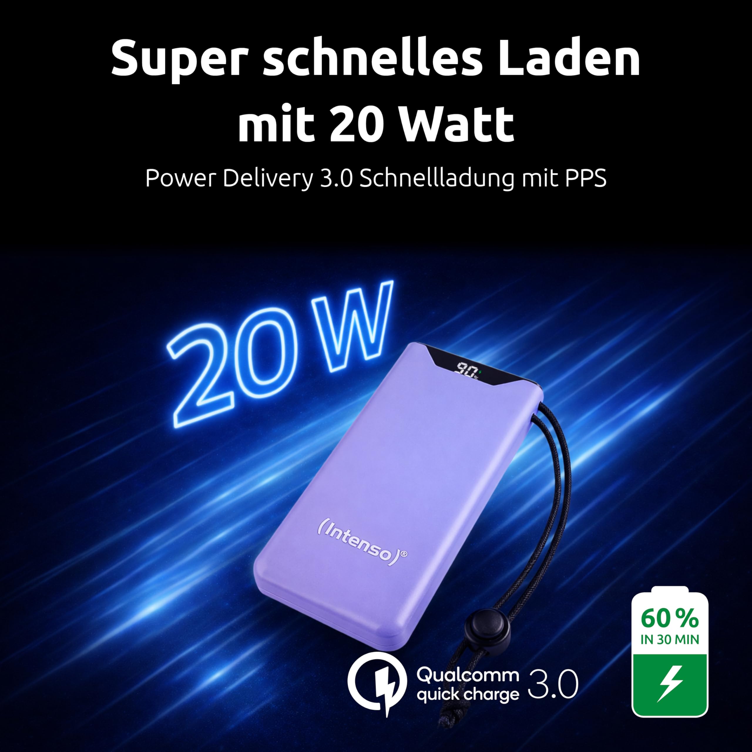 Intenso Powerbank F10000, externer Akku mit PD (20W) & QC (18W), USB-C und USB-A Anschluss, 10000mAh, Lila : Amazon.de: Elektronik & Foto 3