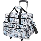 Teamoy Sewing Machine Case with Detachable Wheels, Rolling Sewing Machine Tote with Wheels and Bottom Wooden Pad, Compatible with Singer, Brother and Most Majority Machines and Accessories, Dandelion