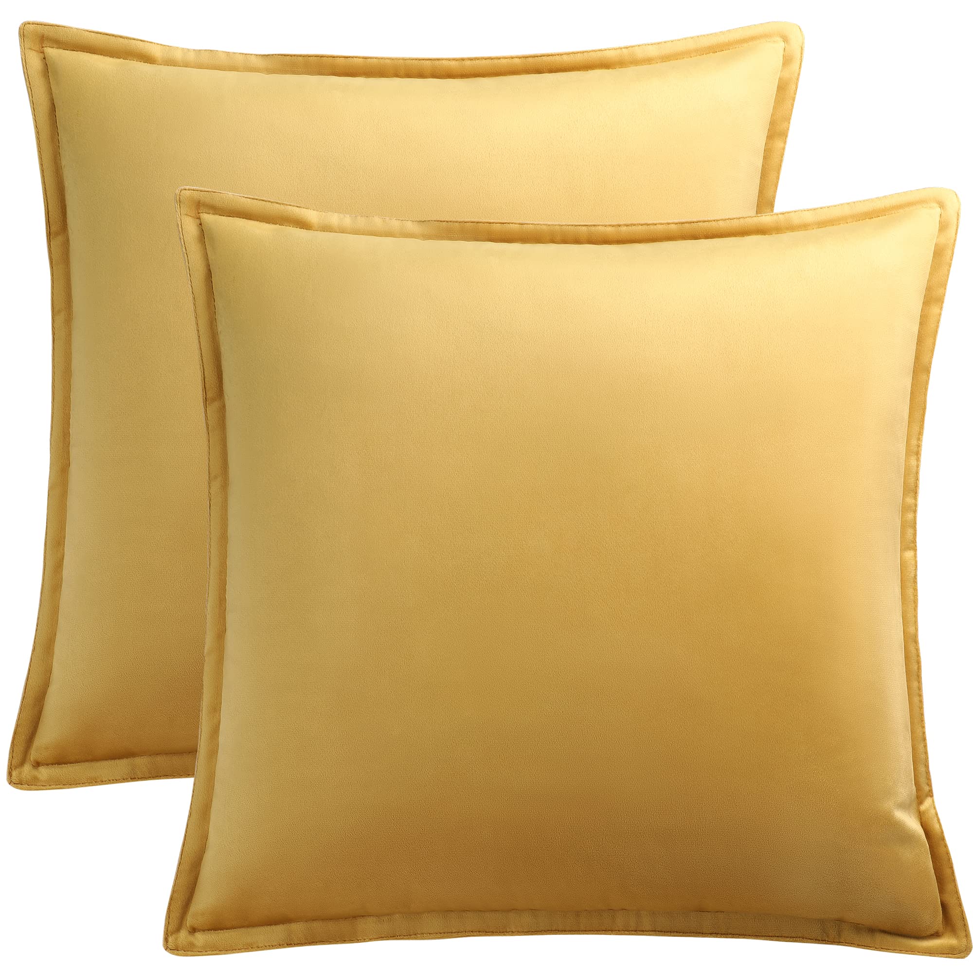 PiccoCasa Decorative Velvet Soft Cushion Covers Pack of 2, Square Solid Throw Pillow Covers for Sofa Couch Bedroom - 50x50cm/20x20 Inches Hidden Zipper Cushion Covers Gold