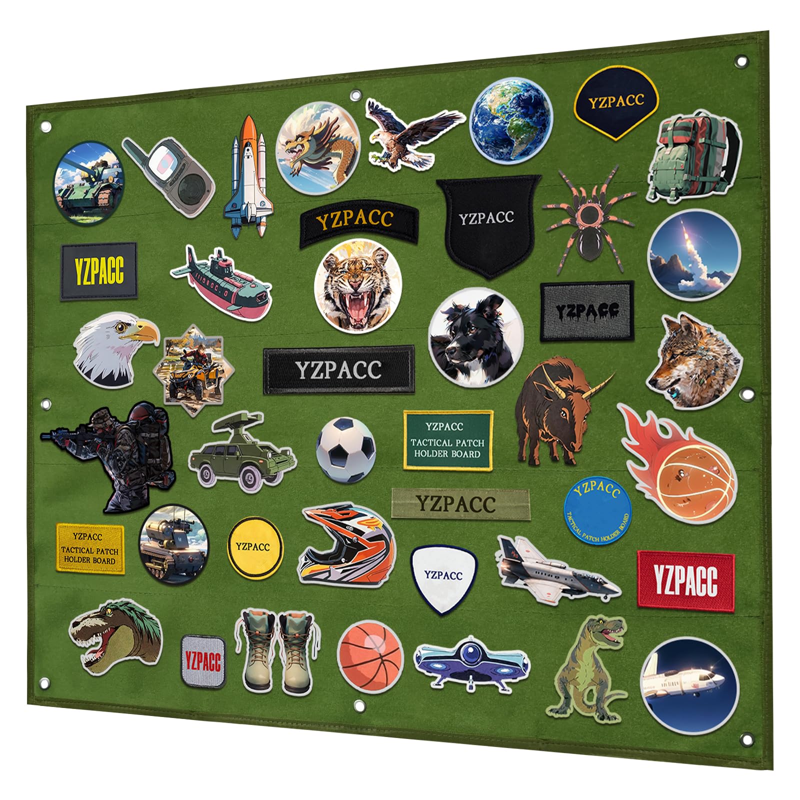Yzpacc Tactical Patch Display Board, Loop-Surface Foldable Combat Morale Military Patch Hang Holder Panel for Military Army