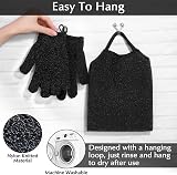 anezus Exfoliating Back Scrubber Gloves Set Black Nylon Bath Spa view 5