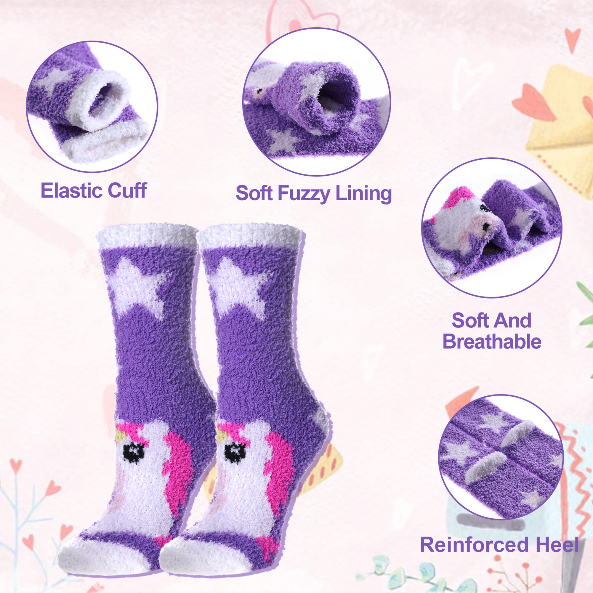 DYW Fuzzy Socks for Women Soft Cozy Fluffy Winter Warm Slipper Socks Home Sleeping Animal Socks
