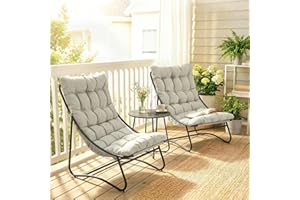 Outsunny 3 Piece Outdoor Bistro Set, Round Patio Table and Chairs with Breathable Mesh Seat and Cushions, Small Patio Furnitu