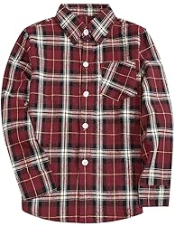SANGTREE Boys Long Sleeves Flannel Plaid Button