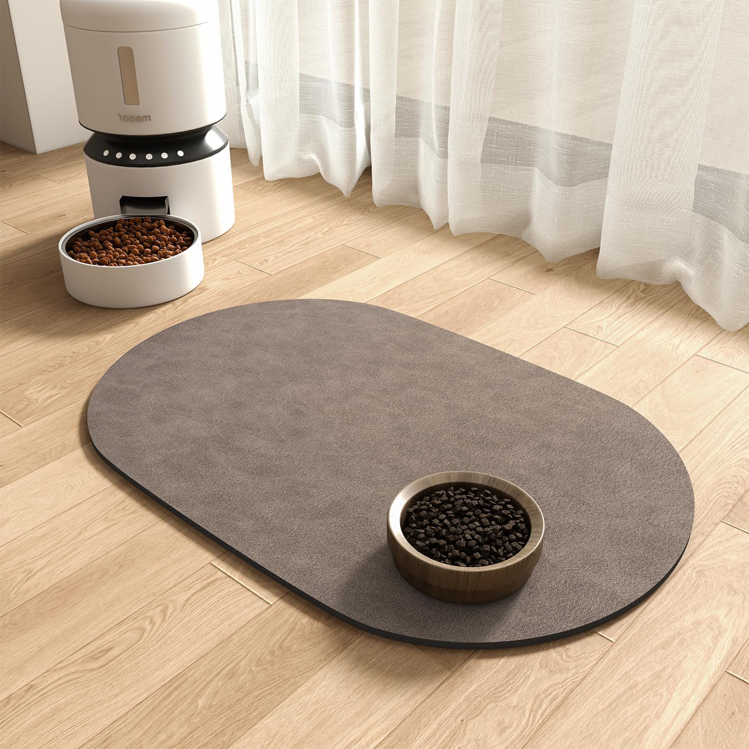 Photo 1 of MontVoo Absorbent Dog Water Mat-Dog Mat for Food and Water Bowl, Quick Dry Pet Feeding Mat, No Stains Dog Food mat, Dog Accessories Pet Supplies Mat-Dog Water Bowl Mat for Messy Drinkers, BROWN