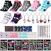 Glitopper 35 Pieces Nurse Appreciation Gift Sets 7 Nurse Socks 7 Nurse Canvas Makeup Bag 7 Nurse Keychain 7 Mini Notebooks 7 Teeth Ballpoint Pens, Christmas Birthday Gift for Nursing Students(Nurse)