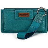 Montana West X Wrangler Wallet for Women Ladies Female Card Cases & Money Organizers Wristlet with Wallet Large Clutch with Coin Purse Smooth Zipper and Rfid Lining