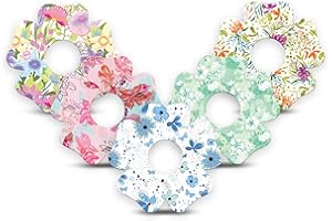 ExpressionMed - Adhesive Patches for Libre 3 (Pack of 5) - Made in The USA, Waterproof, Non-Fraying, Pre-Cut CGM Sensor Tapes (Pastel Flowers Variety Pack - Flower Shape)