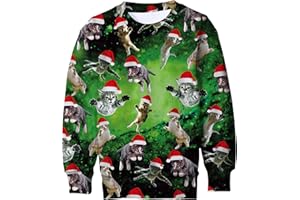 Enlifety Boys Girls Ugly Christmas Sweater Funny 3D Printed Fleece Sweatshirts Xmas Pullover Jumpers Graphic Tee Shirts 4-16T