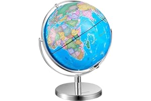 VEVOR Illuminated World with Stand, 13 in/330.2 mm, Educational Earth Globe with Stable Heavy Metal Base HD Printed Map and LED Night Lighting, 720° Spinning Globe for Kids Classroom Learning