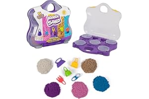 Kinetic Sand, Variety Case with 2lbs Play Sand (Beach, Neon & Shimmer) & 5 Tools, Reusable Storage, Sensory Toys for Kids Age
