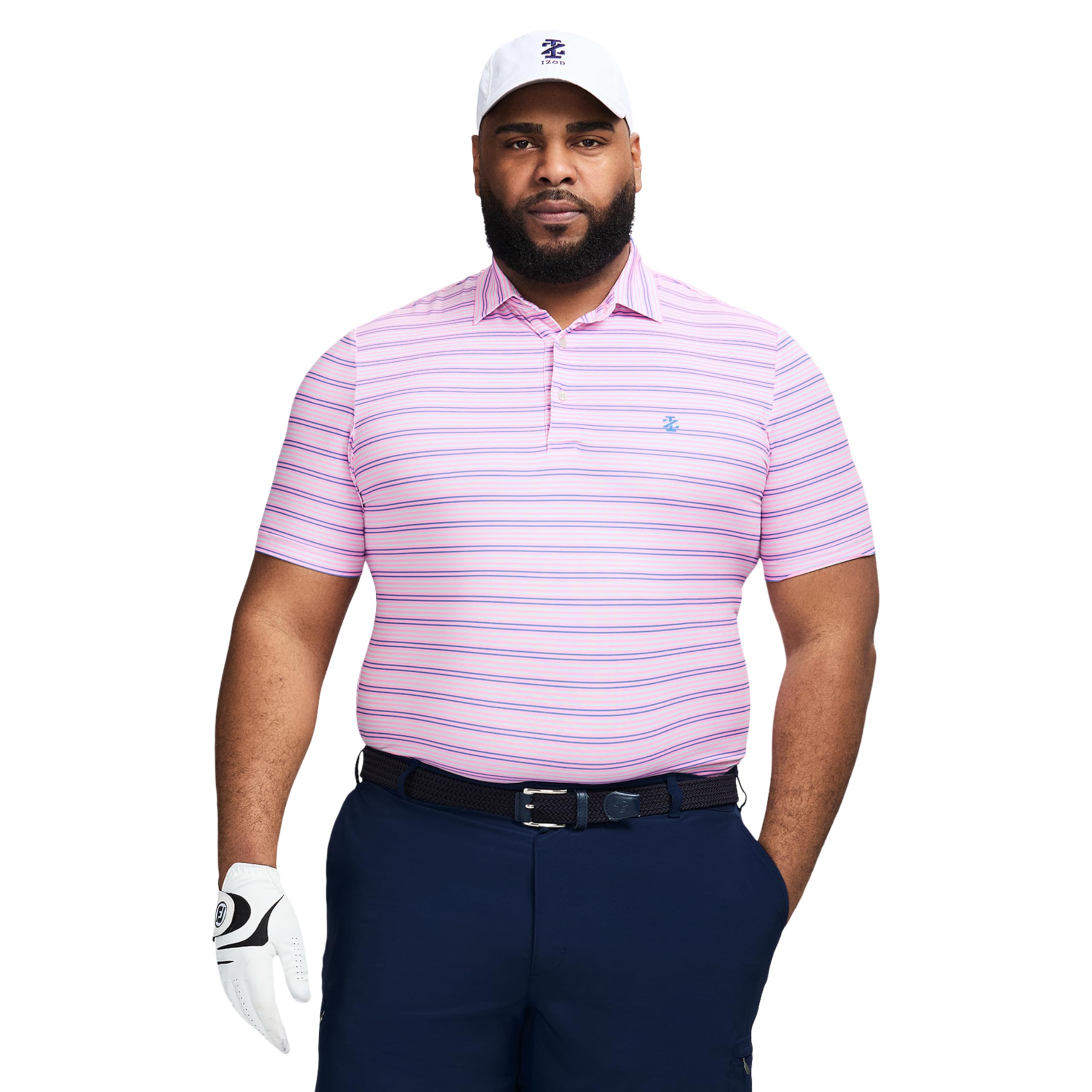 Izod Men's Big and Tall Swingflex Elite Short Sleeve Golf Polo, Prism Pink, X-Large Tall Image