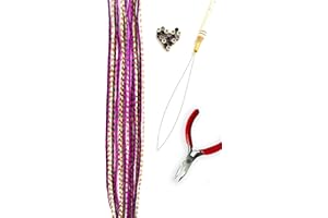 FEATHER LILY Feather Hair Extensions, 100% Real Rooster Feathers, Long Rainbow Colors (RAIN Striped Kit)