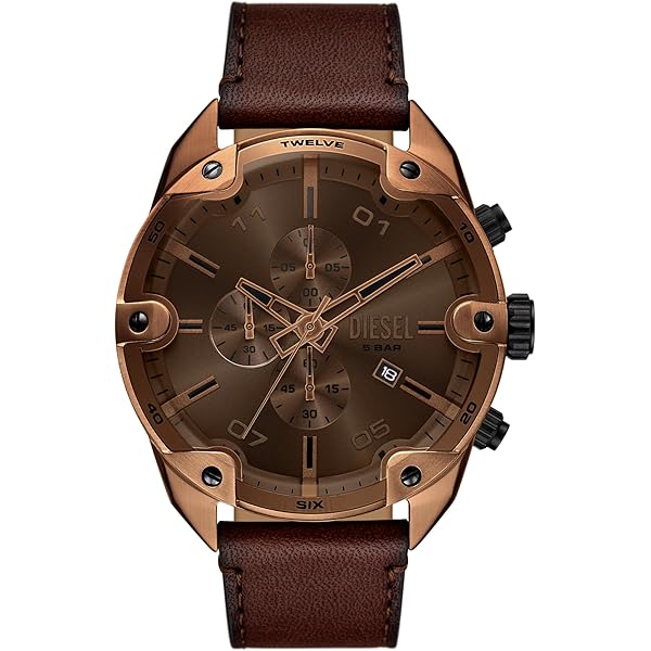 Amazon.com: Diesel Spiked Stainless Steel and Leather Chronograph