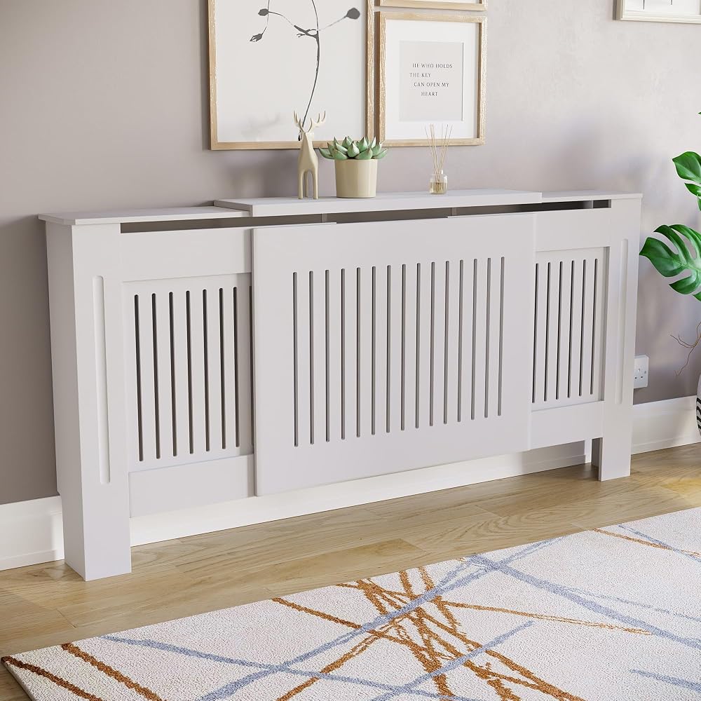 Vida Designs Chelsea Radiator Cover White Adjustable Vertical Slats