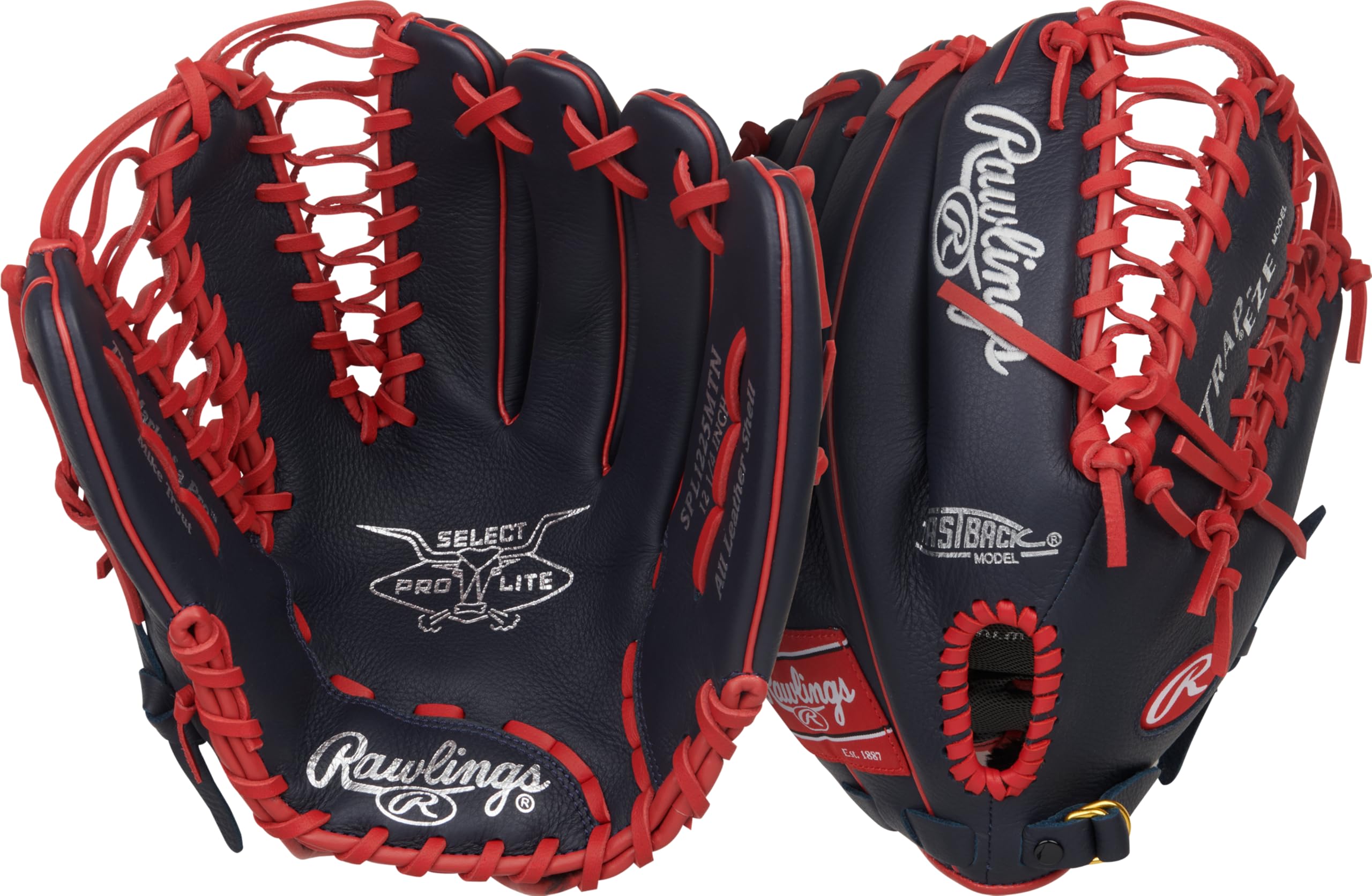 Rawlings | Select Pro Lite Series Mike Trout Youth Baseball Glove | 12.25" | Right Hand Throw | Navy/Scarlet Image