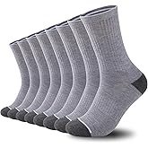 COOVAN 8 Pairs Mens Athletic Crew Socks Moisture Wicking Heavy Duty Cushioned Work Socks with Reinforced Heel and Toe