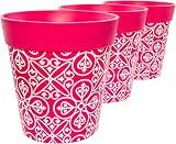 Hum Flowerpots 22cm Set of 3 Pink Maroc Plastic Plant Pots Indoor Outdoor