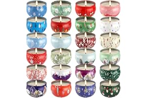 TLNFHRPI 24PCS Christmas Scented Candles Gift Set- Aromatherapy Candle-2.5oz Soy Wax-Long Lasting Burn time for Christmas Tha