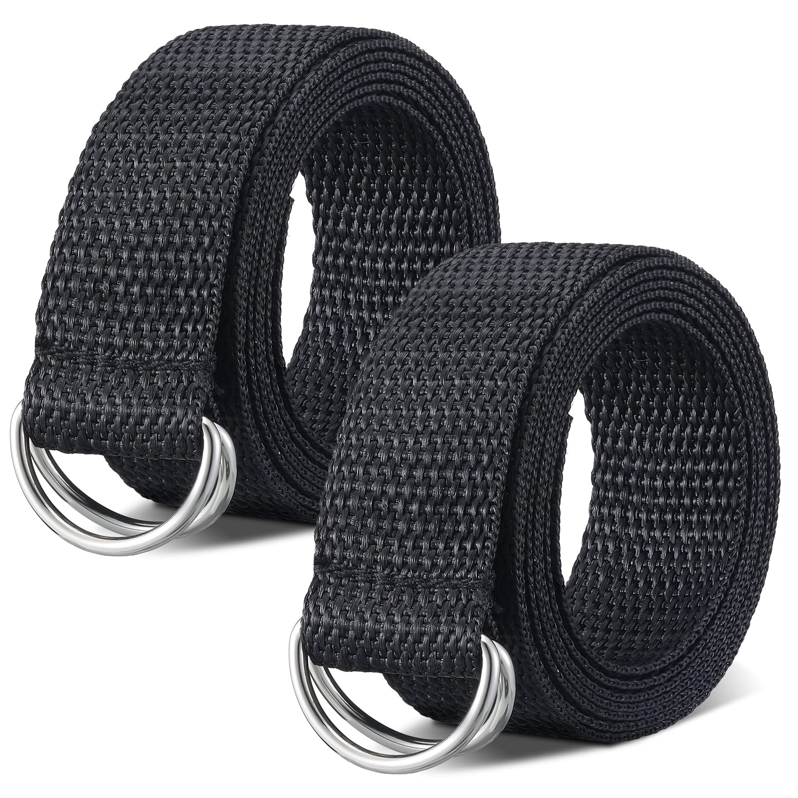 Photo 1 of Seematn Web Football Belt 52 Inches Football Pants Belt D Ring Belts for Men Women Youth Boys Kids Girls(Black,2 Pcs)
