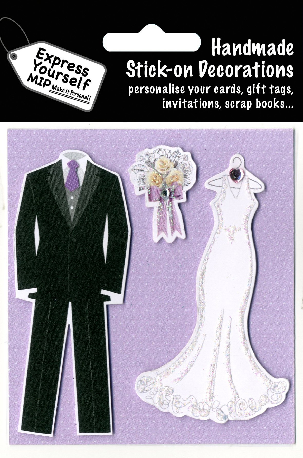 Express Yourself MIP, self adhesive Wedding Outfits Toppers - Ideal for Card Making, Gift Wrapping, Scrapbooking, Papercrafts, Childrens Crafts etc