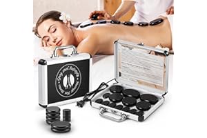 SLIMSTY Hot Stones Massage Set, 14Pcs Basalt Portable Stone Kit with Warmer, Professional Rocks for Home Spa Warming Therapy 