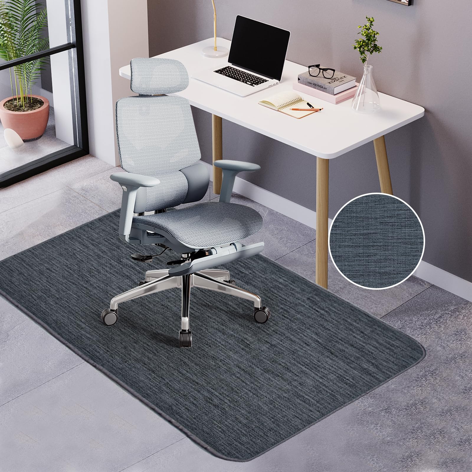 Photo 1 of Office Chair Mat for Hardwood Floor: Desk Computer Gaming Heavy Duty Rugs for Rolling Chairs - 36"x48" Large Anti-Slip PVC Mats Tile Hard Wood Floors Protectors, Not Recommended for Carpet (Black)