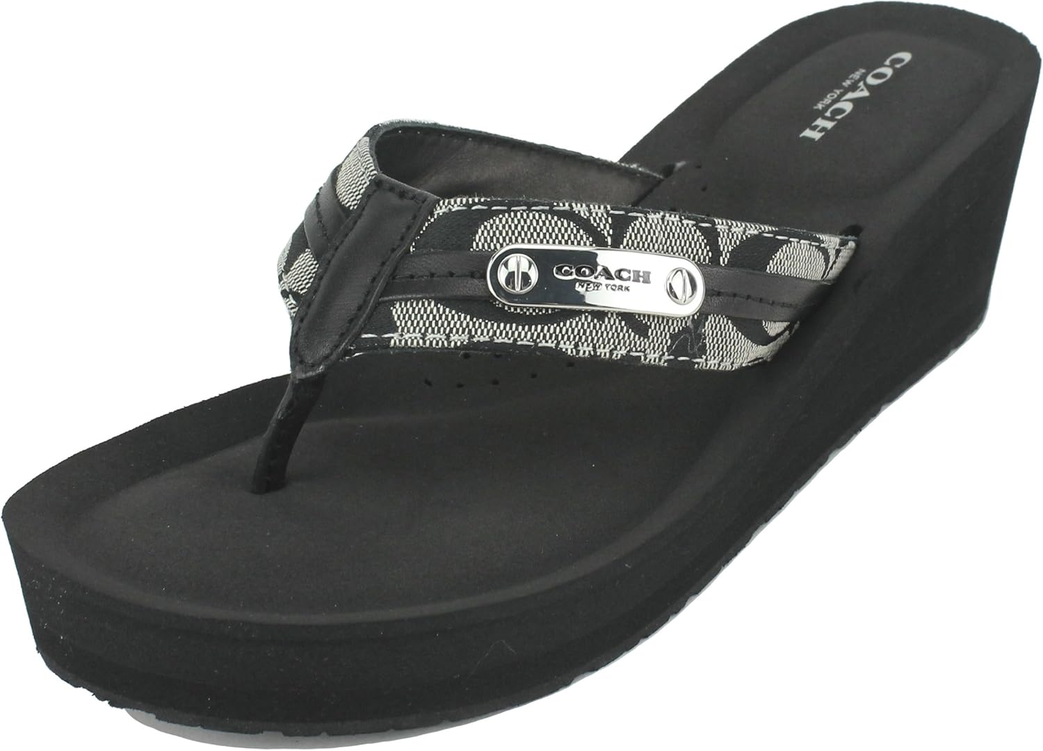 black coach flip flops size 8