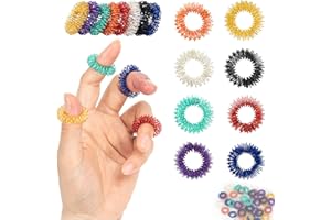 Gelapa 40pcs Fidget Ring, Stainless Steel Spiky Sensory Rings, Anxiety Relief Sensory for Adults Women Men, Silent Massager F
