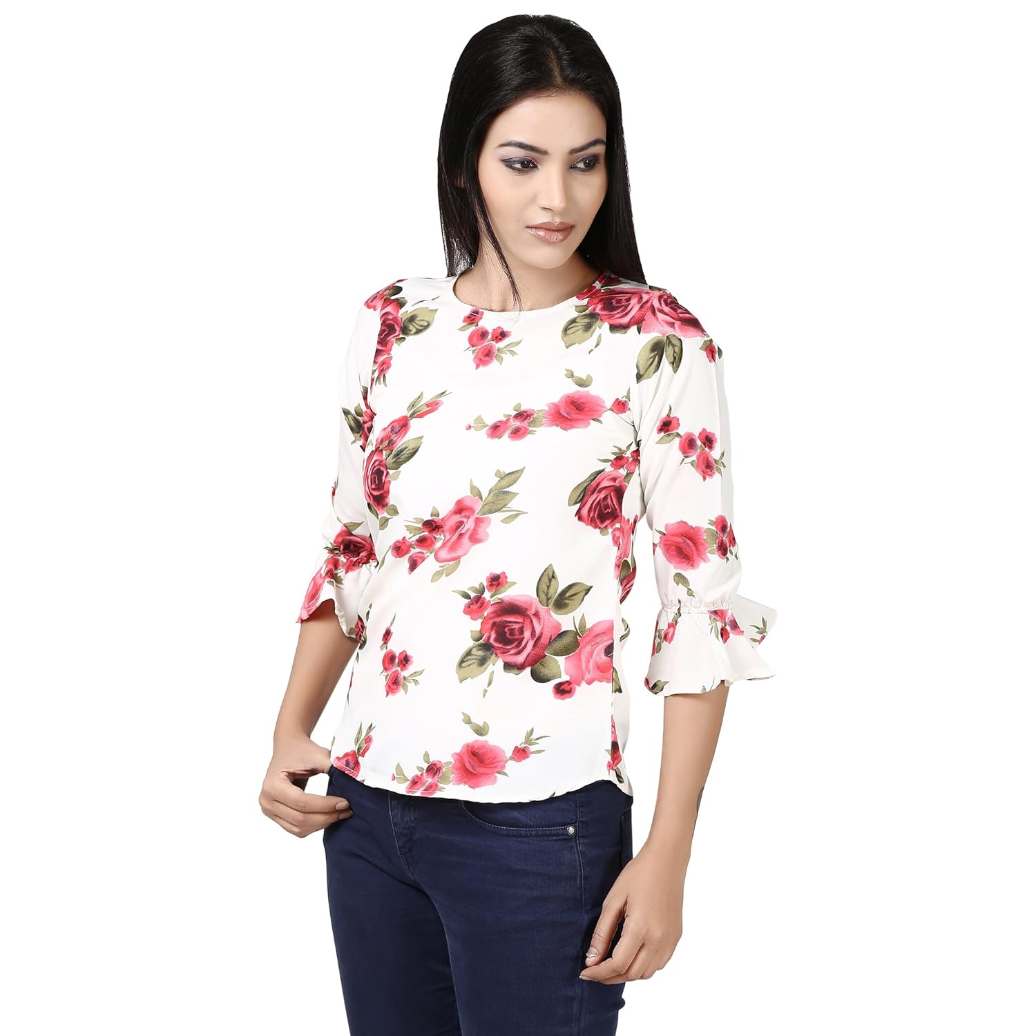 tulip casual bell sleeve printed women's top navy and cream pack of 2
